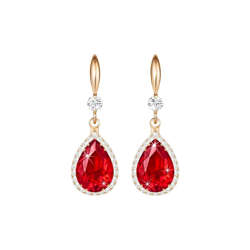 Orecchini lacrima rubino | Oro rosa