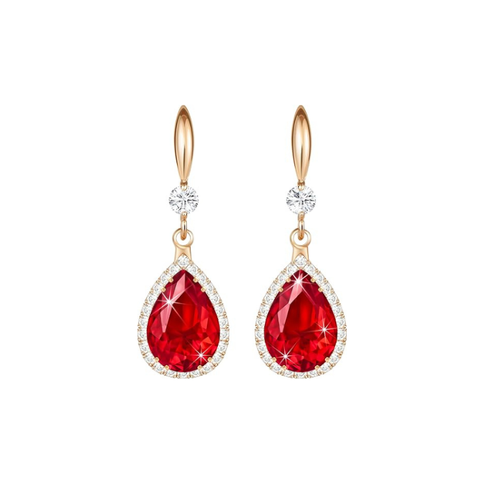 Orecchini lacrima rubino | Oro rosa