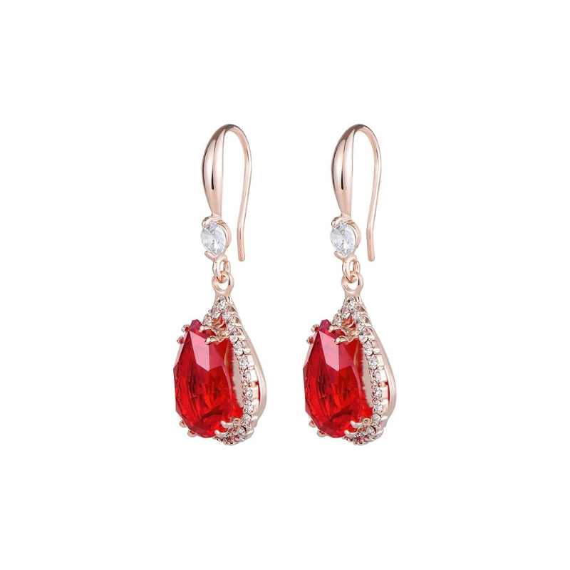 Orecchini lacrima rubino | Oro rosa