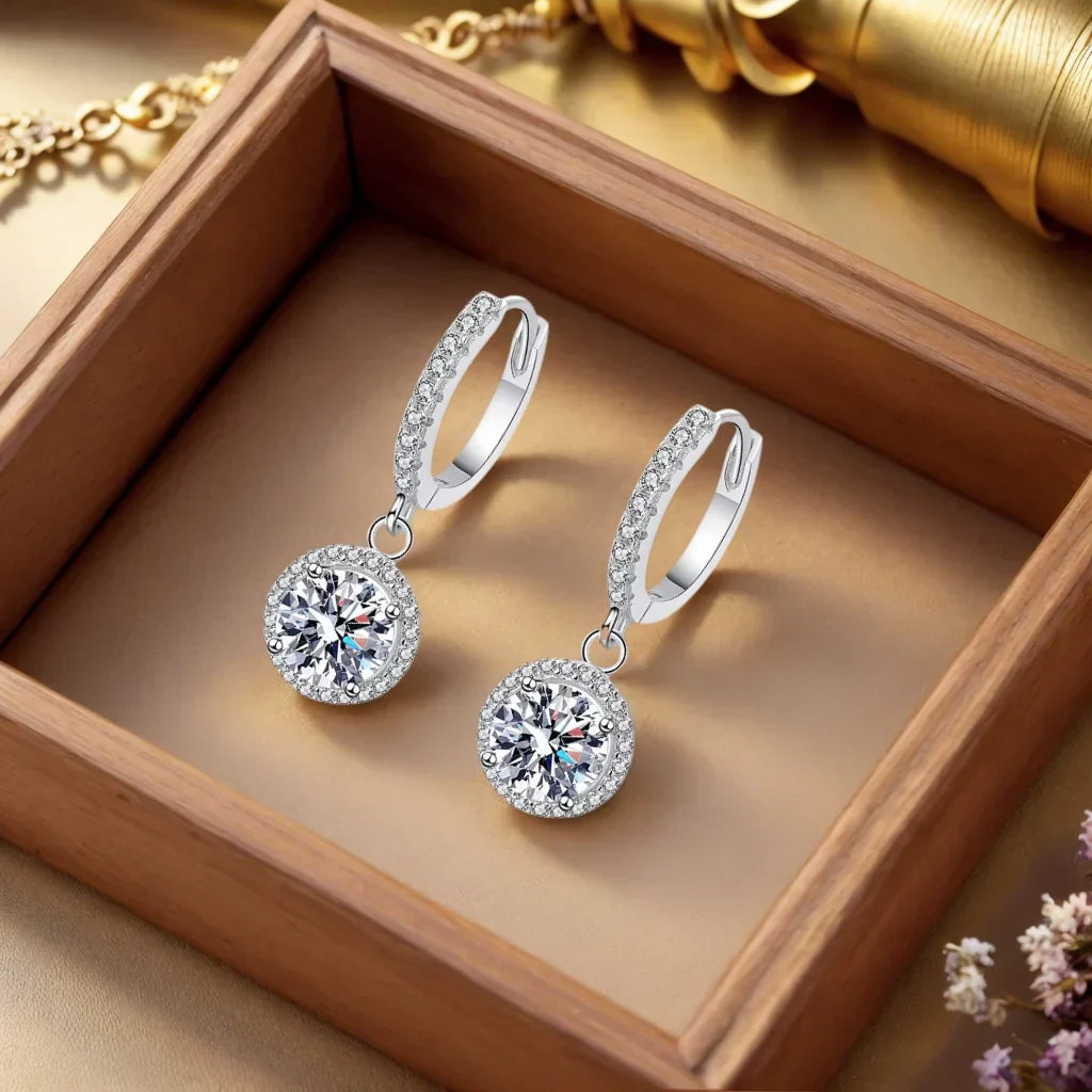 Orecchini in argento sterling con moissanite da 1 carato