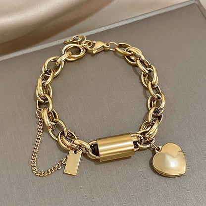 Bracciale spesso Heartened | Oro bianco