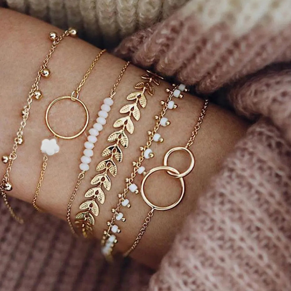 Set di braccialetti boho in oro
