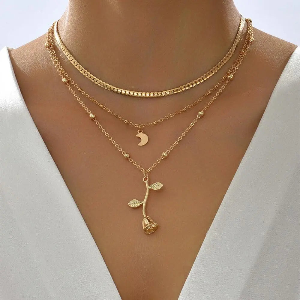 Collana con Ciondolo Rosa Dorata