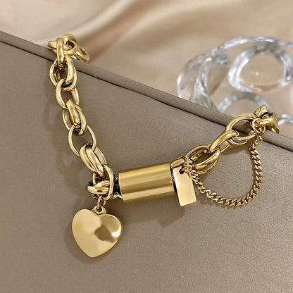 Bracciale spesso Heartened | Oro bianco