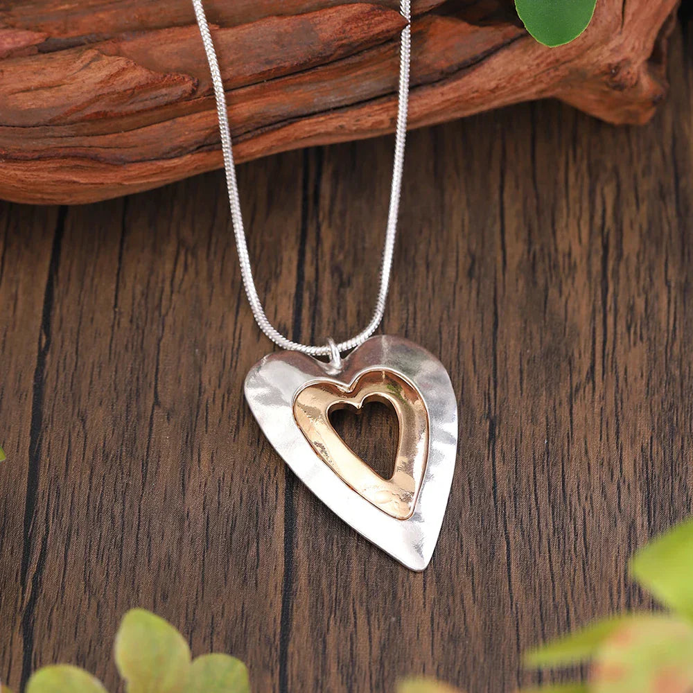 Collana Vintage con Ciondolo Cuore Argento e Oro