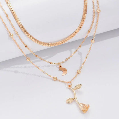 Collana con Ciondolo Rosa Dorata