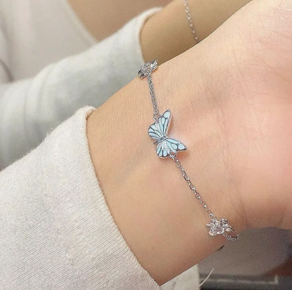 Set Collana e Bracciale Farfalla Blu Luminosa