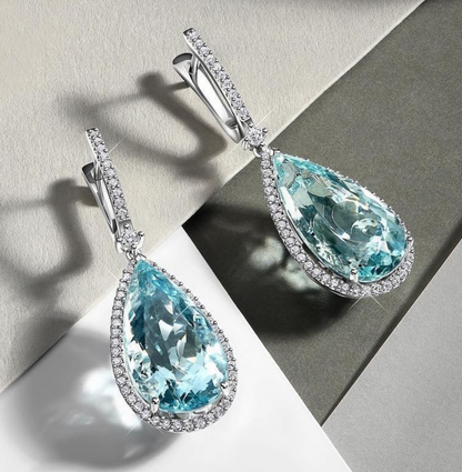 Set Gioielli con Zaffiro Acquamarina Taglio Pera – Collana & Orecchini
