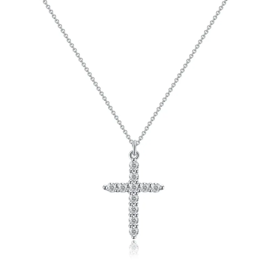 Collana Croce con Corona di Diamanti