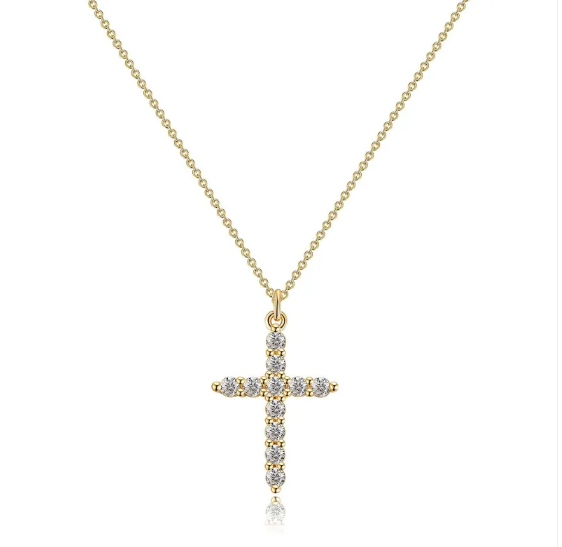 Collana Croce con Corona di Diamanti