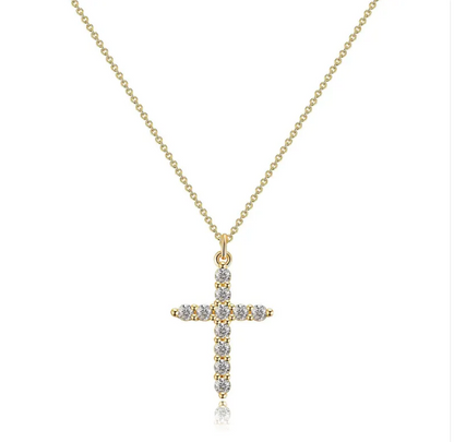 Collana Croce con Corona di Diamanti