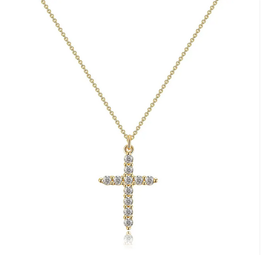 Collana Croce con Corona di Diamanti
