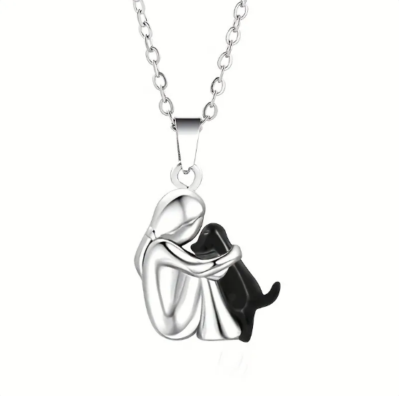 Collana Fashion Bambina e Cane che si Abbracciano