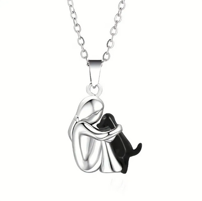 Collana Fashion Bambina e Cane che si Abbracciano