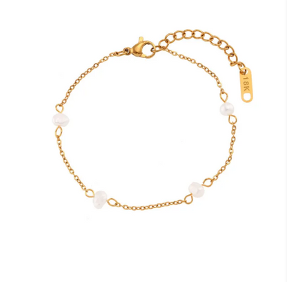 Set Collana e Bracciale di Perle in Acciaio Inossidabile