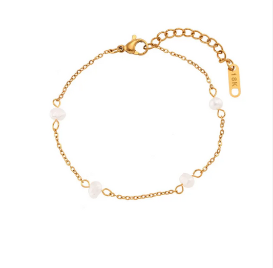 Set Collana e Bracciale di Perle in Acciaio Inossidabile