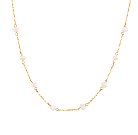 Set Collana e Bracciale di Perle in Acciaio Inossidabile