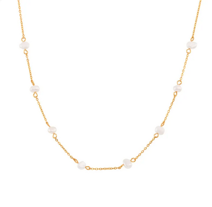 Set Collana e Bracciale di Perle in Acciaio Inossidabile