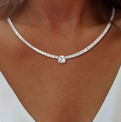 Collana da Sposa con Zaffiro Bianco Taglio Rotondo