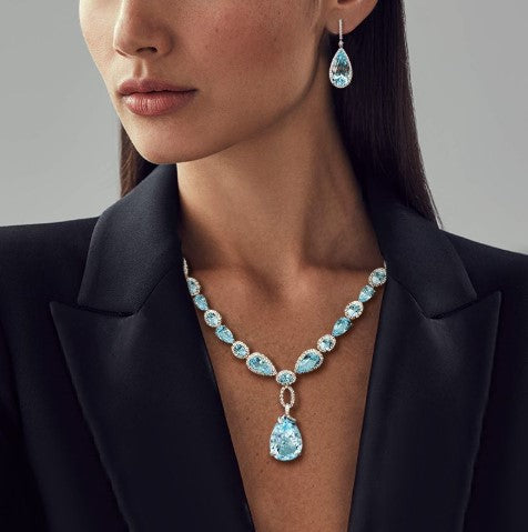 Set Gioielli con Zaffiro Acquamarina Taglio Pera – Collana & Orecchini