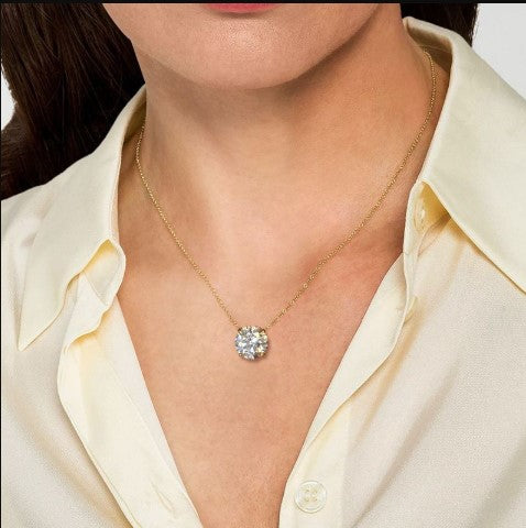 Collana con Zaffiro Bianco Taglio Rotondo in Oro
