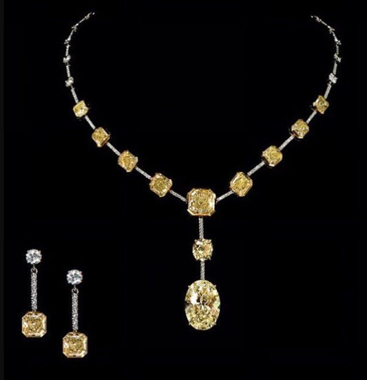 Set Gioielli con Zaffiro Giallo Taglio Ovale – Collana & Orecchini