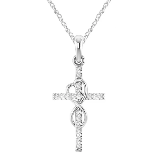 Collana con Ciondolo Croce in Lega di Diamanti