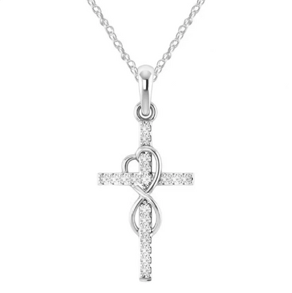 Collana con Ciondolo Croce in Lega di Diamanti