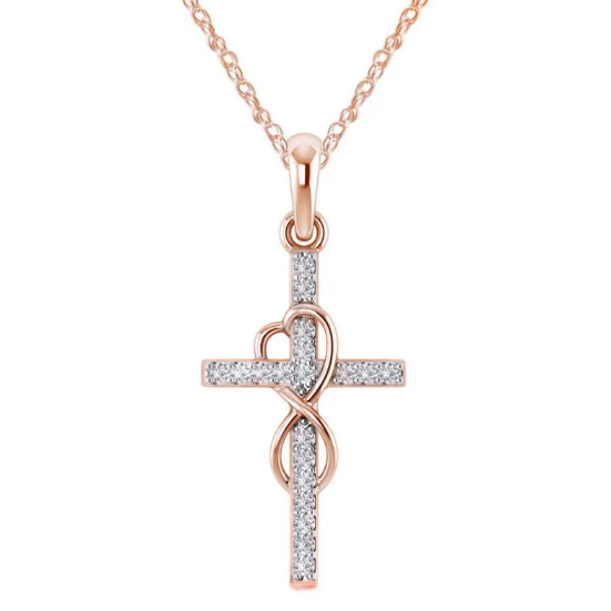 Collana con Ciondolo Croce in Lega di Diamanti