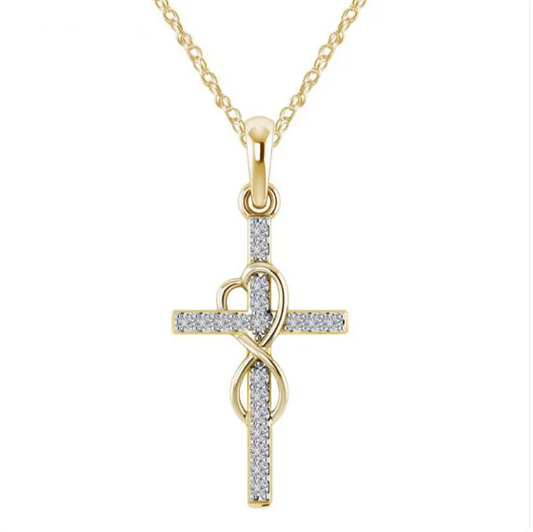 Collana con Ciondolo Croce in Lega di Diamanti