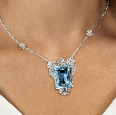 Collana con Acquamarina Taglio Radiance Vintage