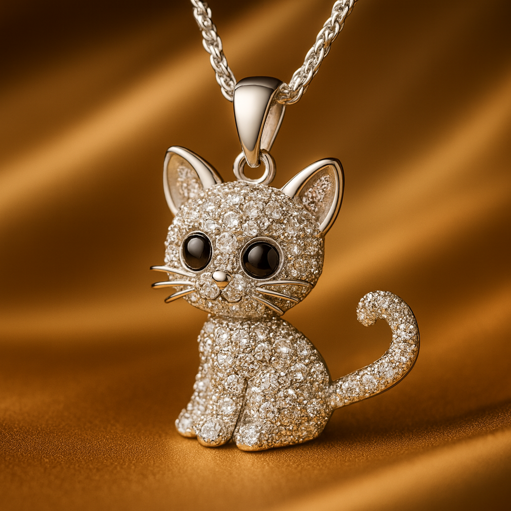 Collana con Ciondolo Gattino Carino in Argento