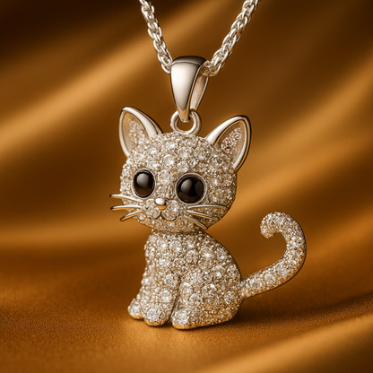 Collana con Ciondolo Gattino Carino in Argento