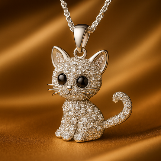 Collana con Ciondolo Gattino Carino in Argento