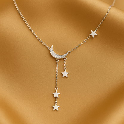 Collana Elegante Luna e Stella in Argento