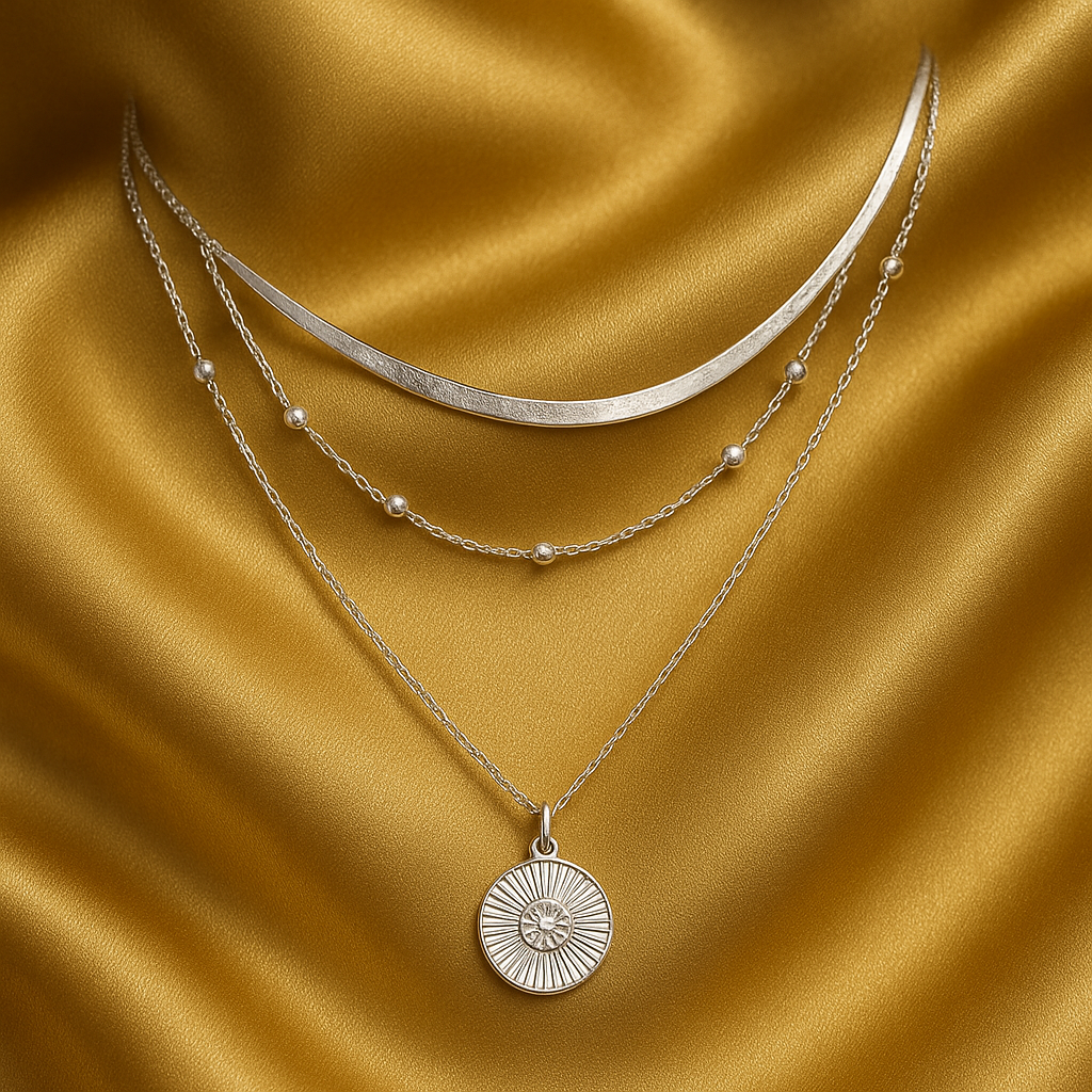 Collana Lussuosa a Strati in Argento