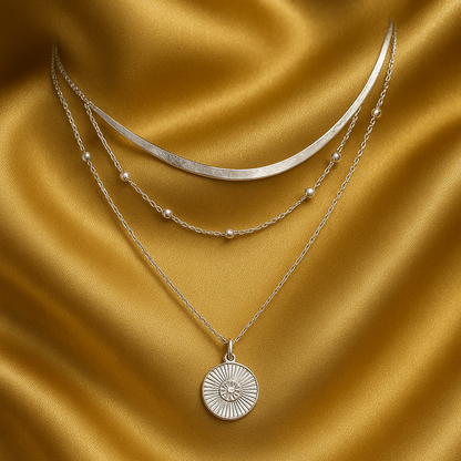 Collana Lussuosa a Strati in Argento