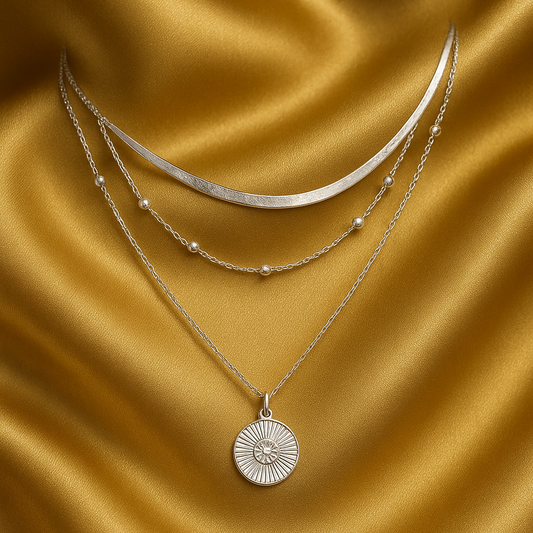 Collana Lussuosa a Strati in Argento