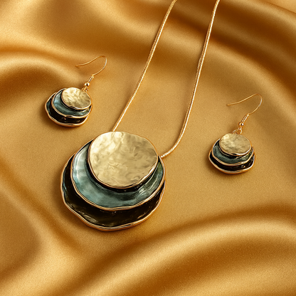 Set Gioielli Vintage con Pietre Stratificate (Collana & Orecchini)