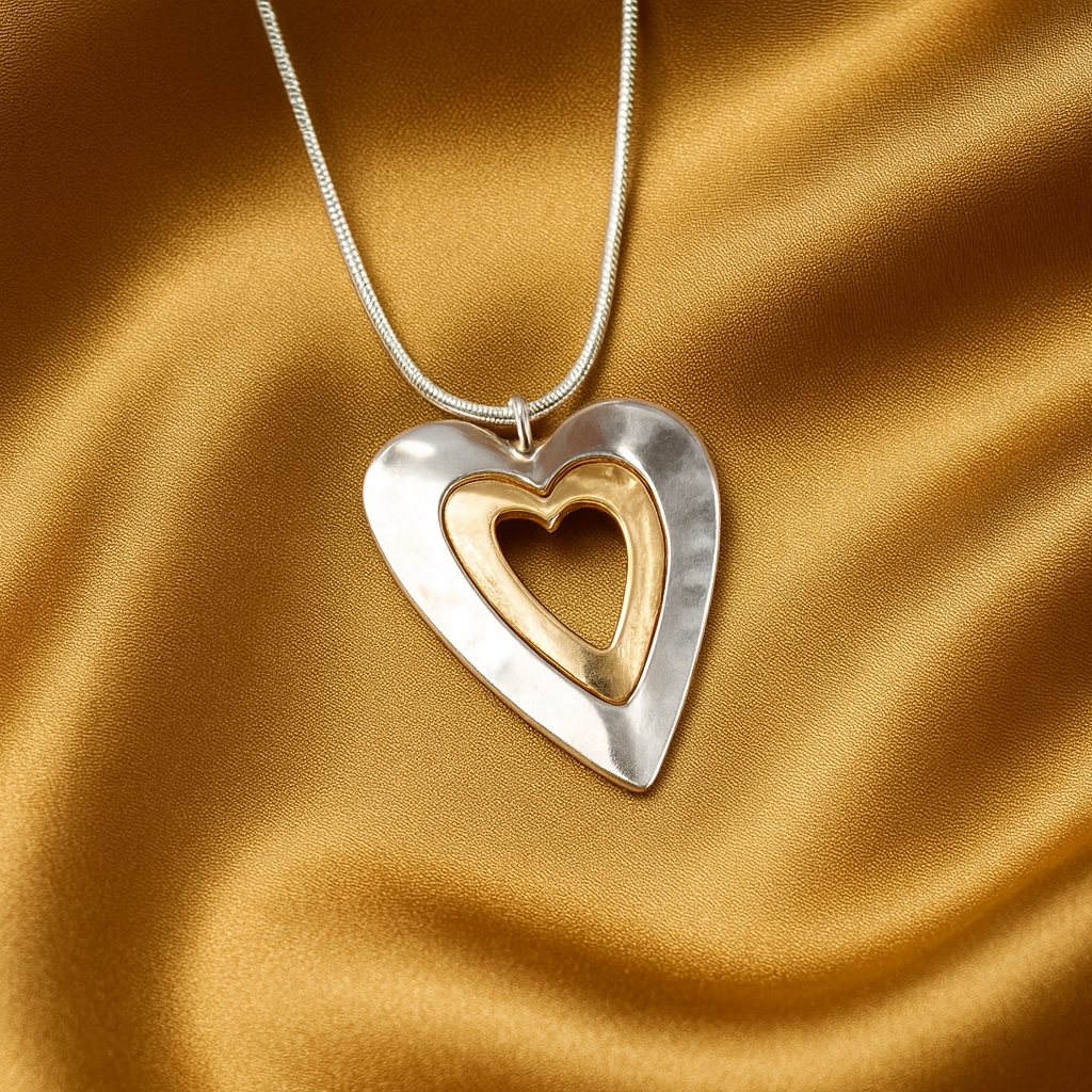 Collana Lussuosa con Ciondolo Cuore Due Tonni