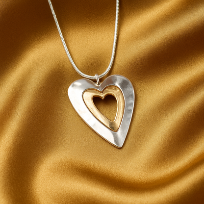 Collana Lussuosa con Ciondolo Cuore Due Tonni