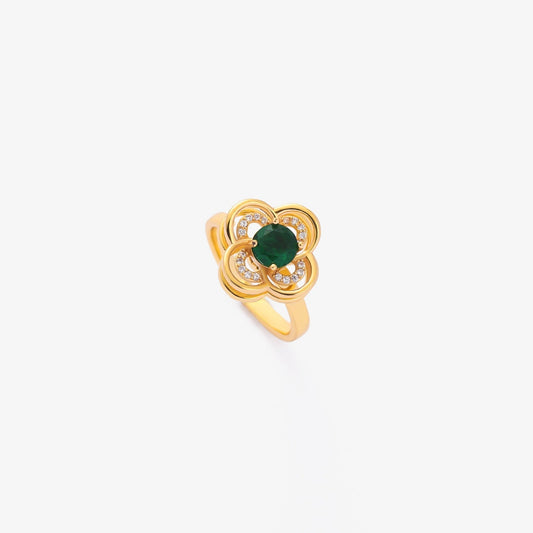 Anello girevole alone trifoglio e smeraldo | Oro