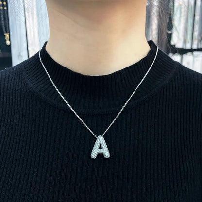Set di collane con iniziali Bubble Letter | Oro bianco