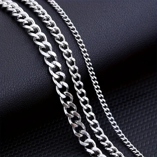 Collana a Catena Cubana Minimalista da Uomo