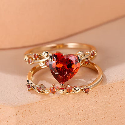 Set di anelli con accento cuore Redvine | Oro
