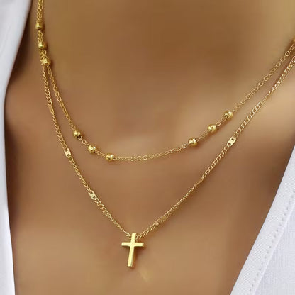 Collana croce vintage a doppio strato