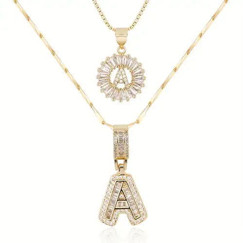 Set di collane con iniziali pavé | Oro bianco