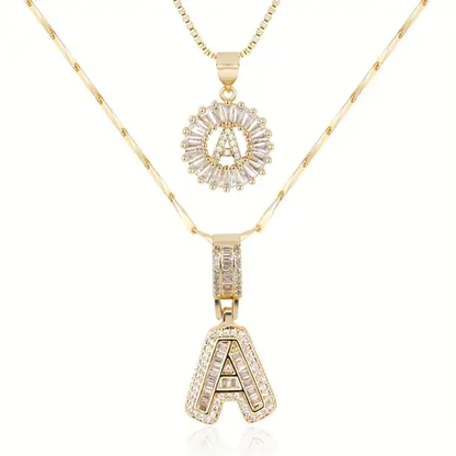 Set di collane con iniziali pavé | Oro bianco
