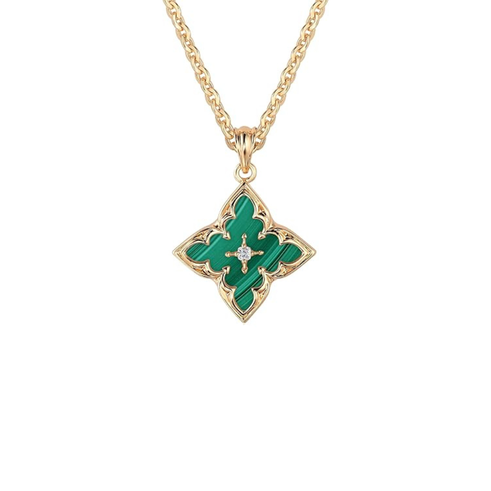 Collana con ciondolo trifoglio smeraldo | Oro
