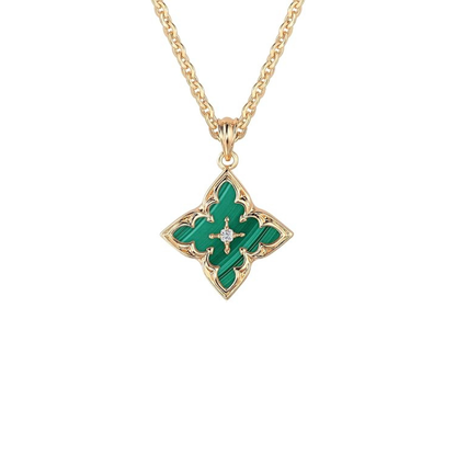 Collana con ciondolo trifoglio smeraldo | Oro